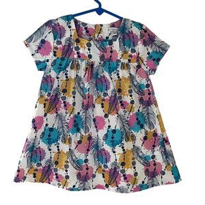 4/$25 Gingerlilly Dress Tunic Feathers Paint Splats Short Sleeve Girl Sz 3 Years